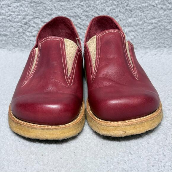 George Cox Walk Elastic Womens Size 7 Slip On Shoes Burgundy Leather Crepe Sole - Picture 2 of 11